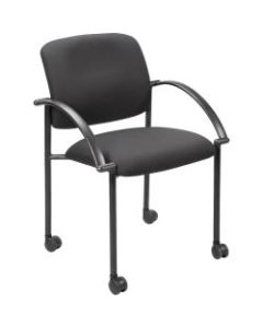 Lorell Mobile Stacking Guest Chair With Arms, Black, 2 Per Set