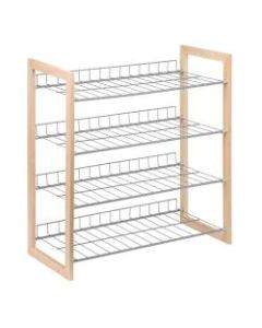 Honey-can-do SHO-01384 4-Tier Closet Accessory Storage Shelf, Wood Frame - 4 Tier(s) - 27.3in Height x 25.8in Width11.8in Length - Floor - Sturdy, Compact - Natural Wood, Steel