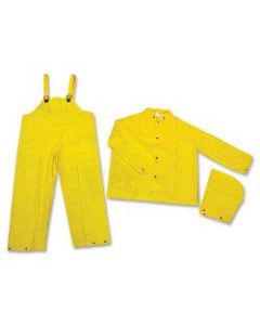 MCR Safety 3-Piece Rainsuit, XL, Yellow