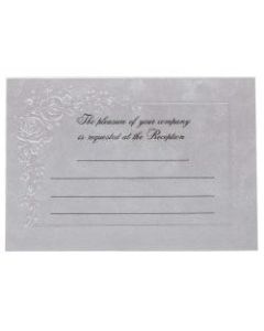 JAM Paper Wedding Reception Invitations, 4-7/8in x 3-3/8in, Metallic/Flowers, Pack Of 25 Invitations