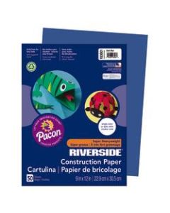 Riverside Groundwood Construction Paper, 100% Recycled, 9in x 12in, Dark Blue, Pack Of 50