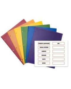 Office Depot Brand 2-Pocket Poly Portfolios With Subject Labels, Letter Size, Assorted Colors, Pack Of 6