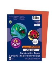 Riverside Groundwood Construction Paper, 100% Recycled, 9in x 12in, Orange, Pack Of 50