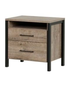 South Shore Munich 2-Drawer Nightstand, 22-3/4inH x 21-3/4inW x 17inD, Weathered Oak/Matte Black