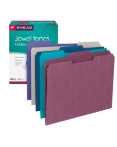 Smead Color File Folders, Letter Size, 1/3 Cut, Jewel Tones, Box Of 100