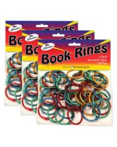 The Pencil Grip Book Rings, 1in, 175-Sheet Capacity, Assorted Colors, 50 Rings Per Pack, Set Of 3 Packs