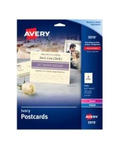 Avery Inkjet Post Cards, 4 1/4in x 5 1/2in, Ivory, Pack Of 100