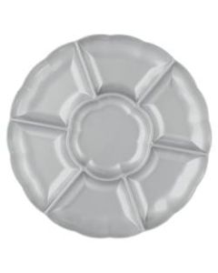 Amscan Scalloped Sectional Chip N Dip Trays, 16in, Silver, Pack Of 3 Trays