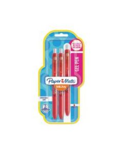 Paper Mate InkJoy Retractable Gel Pens, Medium Point, 0.7 mm, Black Barrels, Red Ink, Pack Of 3