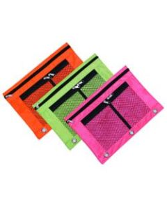 Inkology Large Window Pencil Pouches, Assorted Neon Colors, Pack Of 12 Pouches