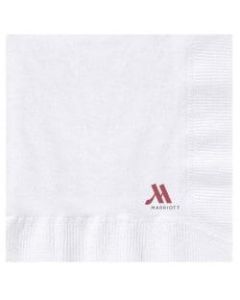 Hoffmaster Paper Restaurant Napkins, Beverage, Marriott Printed, 3-Ply, White, Carton Of 2,400