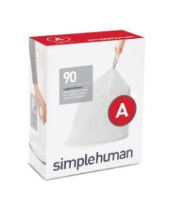 simplehuman Custom-Fit Can Liners, 0.03 mil, 1.2 Gallons, White, Pack Of 360 Liners