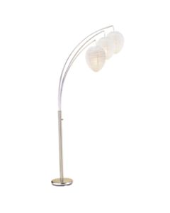 Adesso Belle Arc Floor Lamp, 82inH, White/Silver
