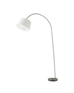 Adesso Goliath Arc Floor Lamp, 83inH, Natural Shade/Brushed Steel Base