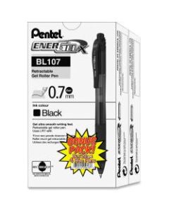Pentel EnerGel-X Retractable Gel Pens - Medium Pen Point - 0.7 mm Pen Point Size - Refillable - Retractable - Black Gel-based Ink - Black Barrel - Metal Tip - 24 / Pack