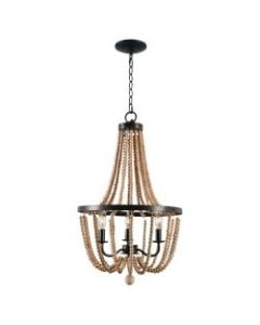 Kenroy Home Regas 3-Light Wood Bead Chandelier, Golden Bronze/Natural