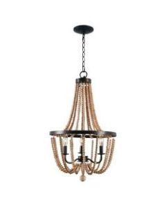 Kenroy Home Regas 3-Light Wood Bead Chandelier, Golden Bronze/Natural