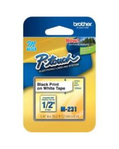 Brother M-231 Black-On-White Tape, 0.47in x 26.2ft