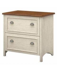 Bush Business Furniture Fairview 32inW Lateral 2-Drawer File Cabinet, Antique White/Tea Maple, Standard Delivery