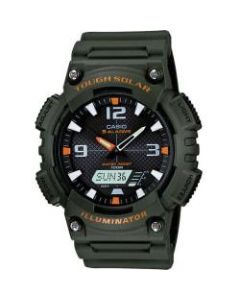 Casio AQS810W-3AV Smart Watch - Wrist - Optical Heart Rate Sensor - Alarm, Stopwatch - Heart Rate - 1.06in - Round - 0.47in - 1.81in - Green, Gray, Black, Orange