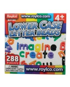 Roylco Lowercase Manuscript Letter Beads, 5/8 x 1in, Assorted Colors, Pack Of 288
