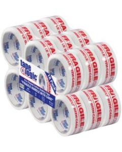 Tape Logic Fragile Handle With Care Preprinted Carton Sealing Tape, 3in Core, 2in x 55 Yd., Red/White, Case Of 18