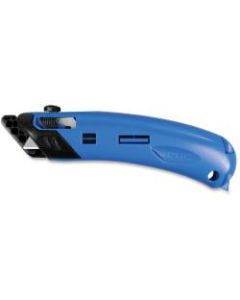 Safety First System Pacific EZ4 Self-retractable Guarded Safety Cutter - Self-retractable, Safety Guard, Spring-loaded Blade, Finger Guard, Durable, Lightweight, Ergonomic Handle - Plastic - Black, Blue - 1 Each