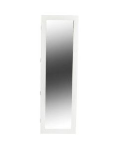 Mind Reader Slim Locking Jewelry Cabinet, 47inH x 14-1/2inW x 3-7/16inD, White