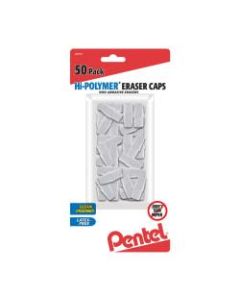 Pentel Hi-Polymer Eraser Caps, White, Pack Of 50