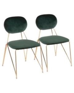 LumiSource Gwen Chairs, Green Seat/Gold Frame, Set Of 2 Chairs