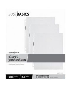 Just Basics Lightweight Sheet Protectors, 8-1/2 x 11in, Semi-Clear, Non-Glare, Box Of 200