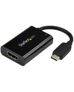StarTech.com USB-C to HDMI 4K Adapter - 60W USB PD - USB Type C to HDMI - Black - 4K 60Hz - Thunderbolt 3 Compatible - CDP2HDUCP - USB-C video adapter charges laptops via USB-C with power delivery - USB Type C to HDMI adapter offers 4K resolution support