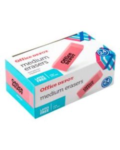 Office Depot Brand Pink Bevel Erasers, Medium, Box Of 24