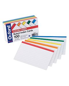 Oxford Color-Coded Index Cards, 3in x 5in, Assorted Colors, Pack Of 100