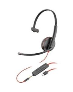 Plantronics Blackwire C3215 Headset - Mono - USB Type C, Mini-phone (3.5mm) - Wired - 20 Hz - 20 kHz - Over-the-head - Monaural - Supra-aural - Noise Cancelling Microphone - Black