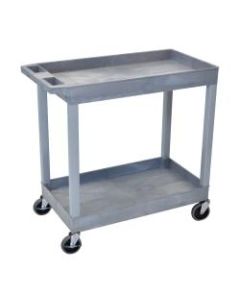 Luxor E-Series 2-Tub Plastic Utility Cart, 34 1/4inH x 35 1/4inW x 18inD, Gray