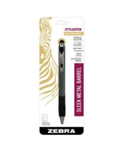 Zebra STYLUSPEN Retractable Stylus Pen With Grip, Medium Point, 1.0 mm, Slate Gray Barrel, Black Ink