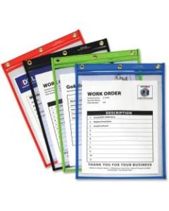 C-Line Super Heavyweight Plus Shop Ticket Holder, Stitched - Both Sides Clear, Assorted Colors, 9 x 12, 20/BX, 50920