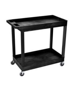 Luxor E-Series 2-Tub Plastic Utility Cart, 36 1/4inH x 35 1/4inW x 18inD, Black
