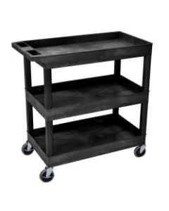 Luxor E-Series 3-Tub Plastic Utility Cart, 36 1/4inH x 35 1/4inW x 18inD, Black