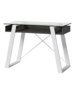 Elle Decor Lara 42inW Writing Desk, Cool Gray/Snow White