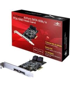 Vantec 4 Channel 6-Port SATA 6Gb/s PCIe RAID Host Card - Serial ATA/600 - PCI Express x4 - Plug-in Card - RAID Supported - 0, 1, 10 RAID Level - 6 Total SATA Port(s) - 4 SATA Port(s) Internal - 2 SATA Port(s) External - PC