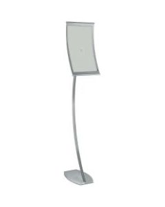 Azar Displays Curved Steel-Frame Floor Stand Sign Holder, 17in x 11in, Silver