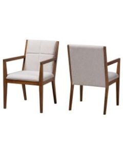 Baxton Studio Theresa Accent Chairs, Gray/Beige, Set Of 2 Chairs