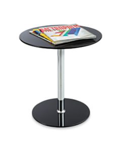 Safco Glass Accent Table, Round, Black/Chrome