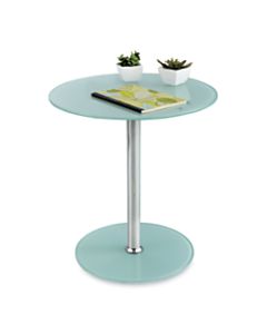 Safco Glass Accent Table, Round, Chrome/White