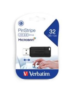 Verbatim PinStripe USB Flash Drive, 32GB, Black