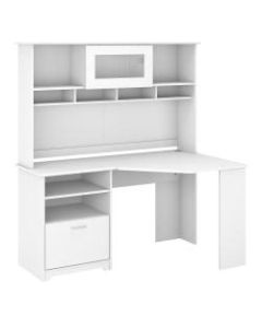 Bush Furniture Cabot Corner Desk With Hutch, 60inW, White, Standard Delivery