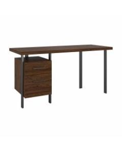 Bush Furniture Architect 60inW Writing Desk With Drawers, Modern Walnut, Standard Delivery