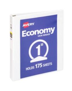 Avery Economy View 3-Ring Binder, 1in Round Rings, 41% Recycled, White